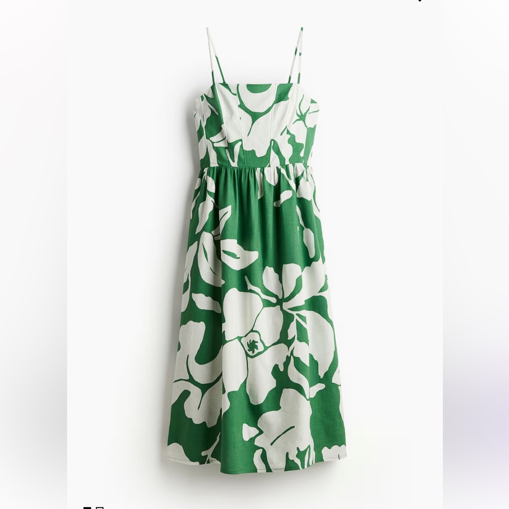 Floral Linen-blend Midi Dress